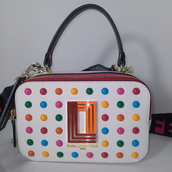 Bar III & Karl Lagerfeld MultiColor Metallic Beaded Caged Sandals,Camera Bag Set - Picture 16 of 16